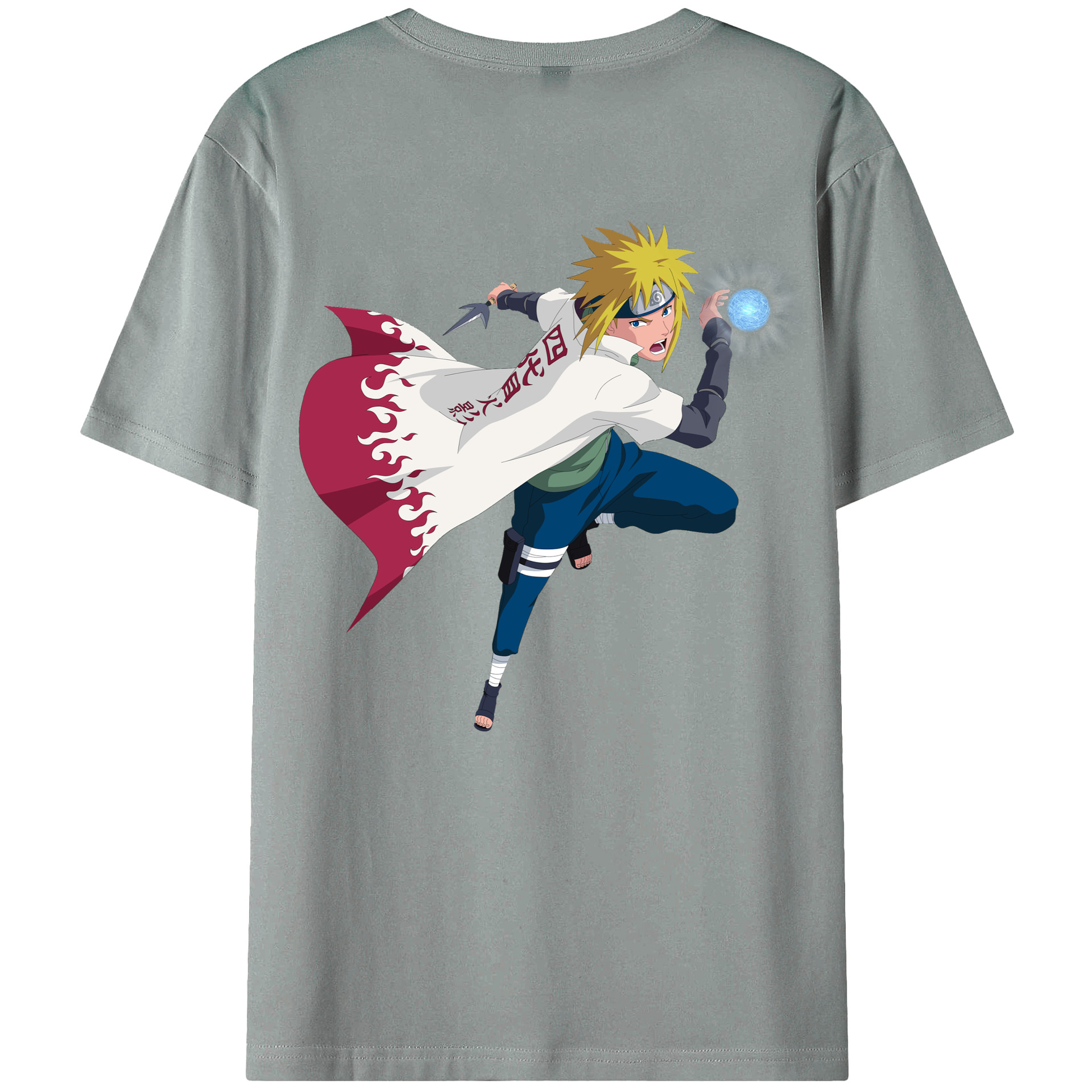 （画像用） NARUTO -ナルト- 波風 ミナト Namikaze Minato 綿100％ メンズ半袖Tシャツ（バックプリント） 通気性